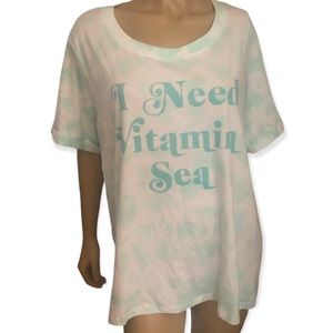 I NEED VITAMIN SEA light aqua turquoise cloudy tie dye short sleeve t shirt NWT